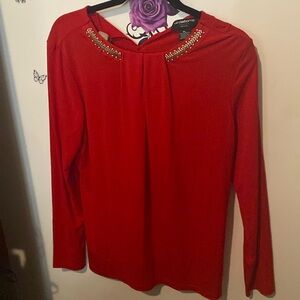 Liz Claiborne Scarlet Top with Metallic Accents